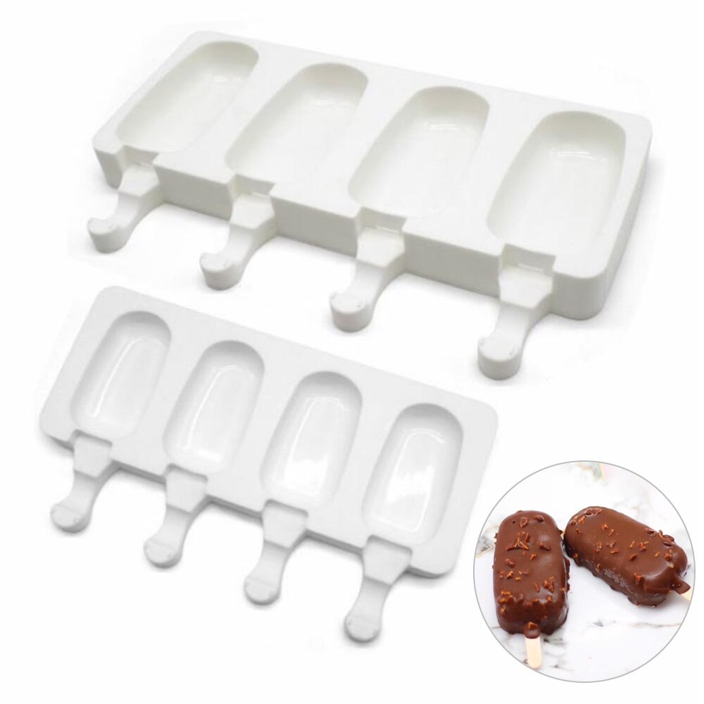 Silicone Ice Cream Mold DIY Homemade Popsicle Molds Freezer Juice 4 Cell Big Size Ice Cube Tray Popsicle Barrel Maker Mould