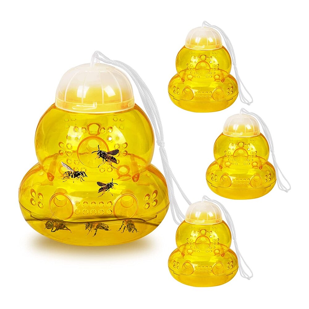 4PCS Wasp Trap For Outdoor Plastic Reusable Hornet Yellow Jacket Bee Insect Traps Hanging Deterrent For Outside