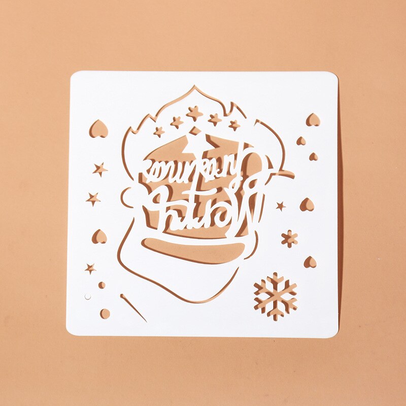 EZONE, regla de pintura de Navidad, de alce, de Navidad, Forma del árbol, plantilla hueca, sello, herramienta de dibujo DIY, papelería de Estudiante: 9