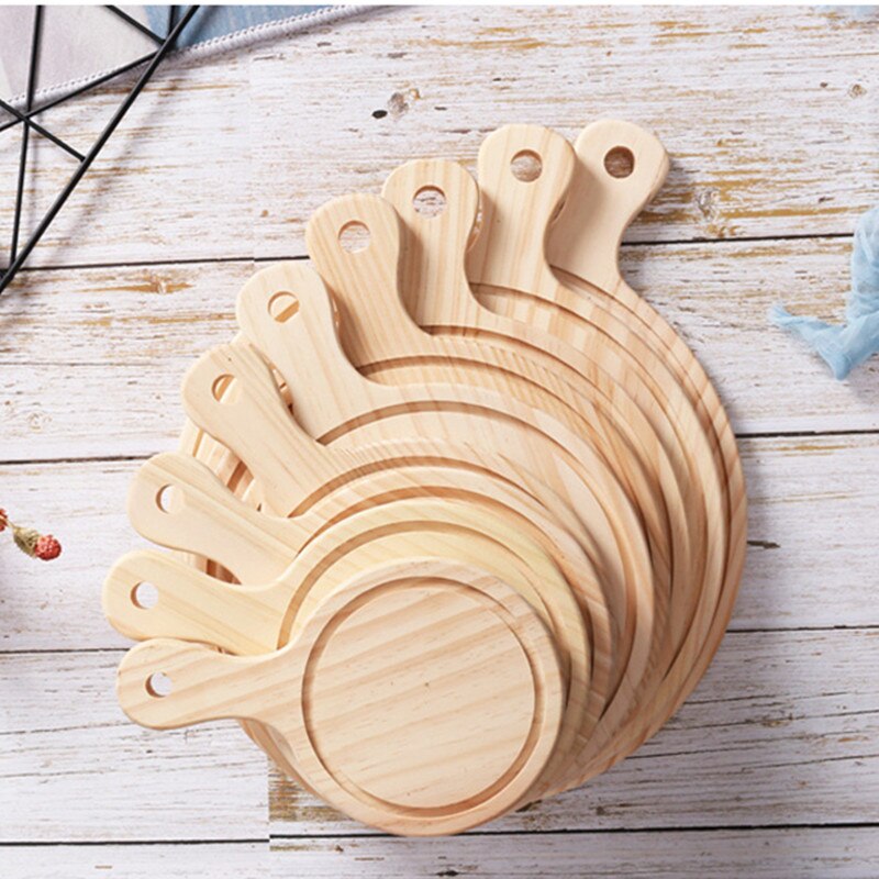 Restaurant Coffee Shop Round Pizza Tray 8/10/12/14 Inch Wooden Bread Pan Plate Wooden Kitchen Supplies