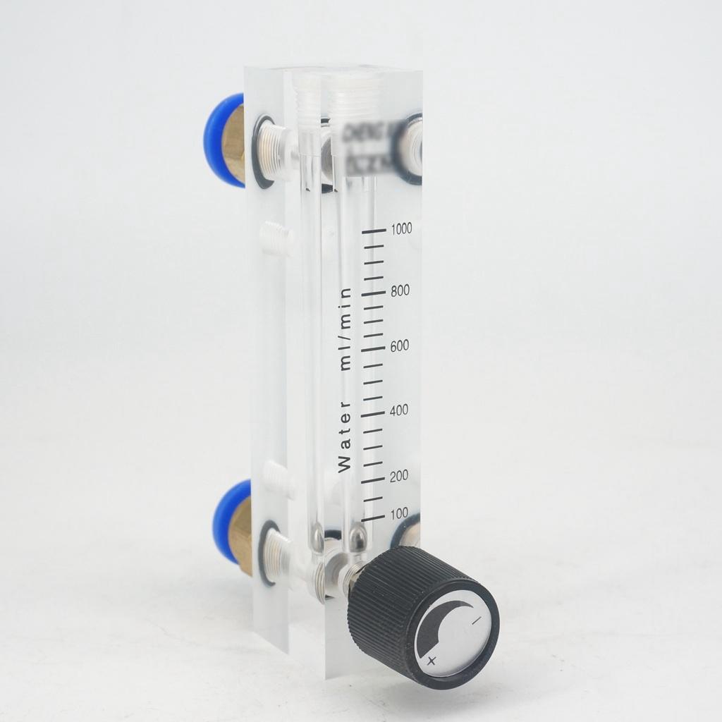 100-1000ml/ min lzm -6t akryl panel vand væske flowmåler rotameter med kontrol ventil push in fit 10mm rør