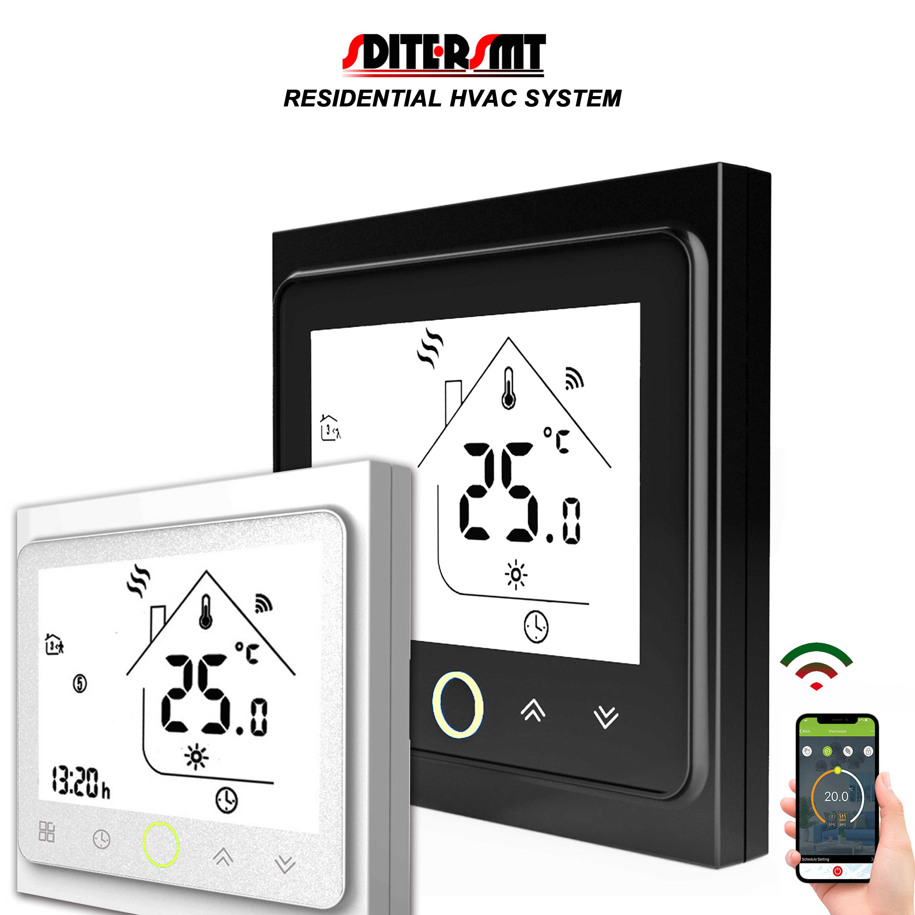 Termostato infrarrojo de doble Sensor, WIFI para calentador de sustrato de calefacción de placa base RS485 y MODBUS opcional, 220V, 24V, 16A