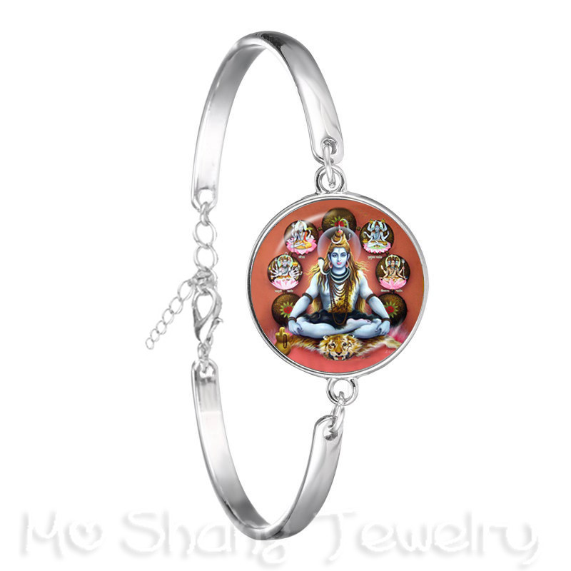 Pulsera de la estatua de Ganesha, brazalete de cadena de budismo indio, Ganesha, Vinayaka, Dios, Vintage,: Zinc negro plateado