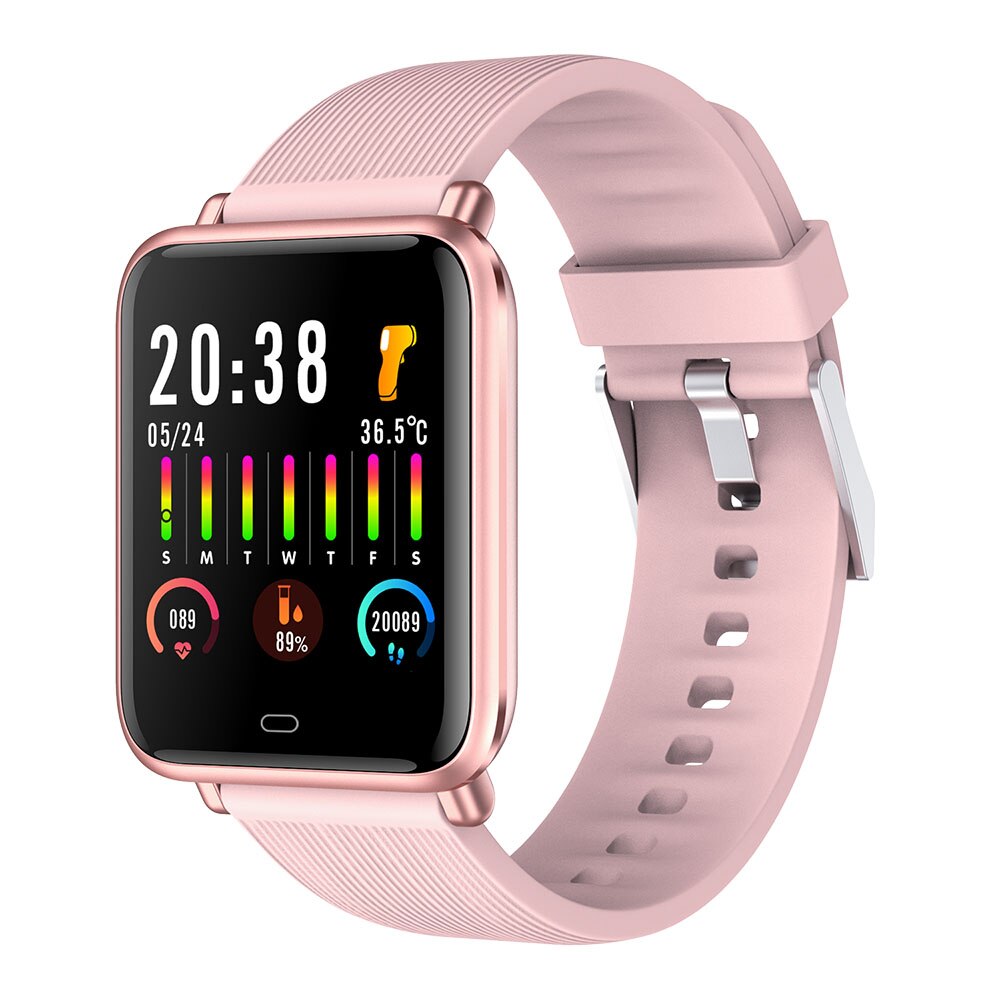 Imsoi  q9t 1.3 inch smartwatch temperatuurhorloges bloed zuurstof hartslag bloeddrukmeter fitness tracker smartwatch: Roze