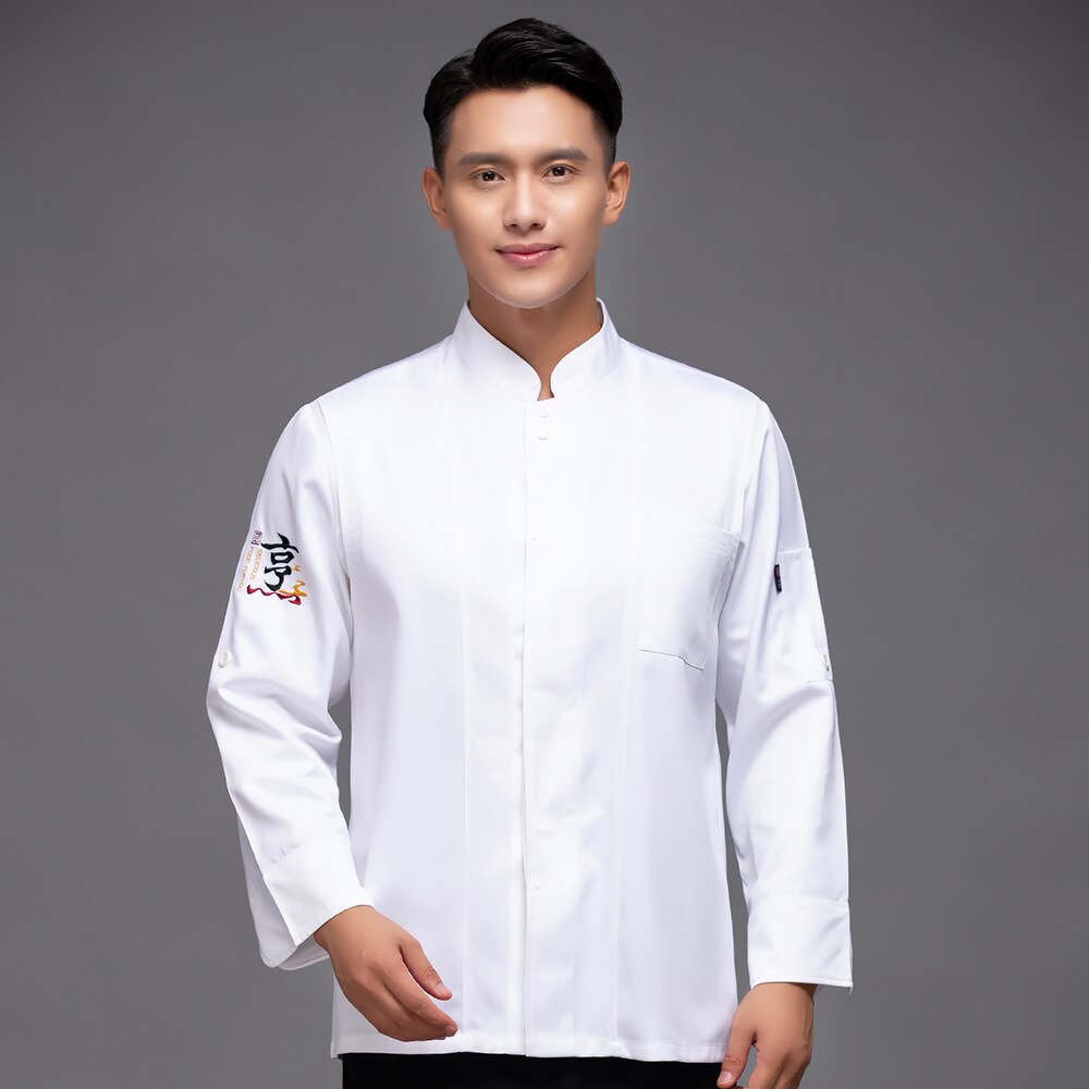 chef solid color embroidery text cooking uniform r... – Grandado