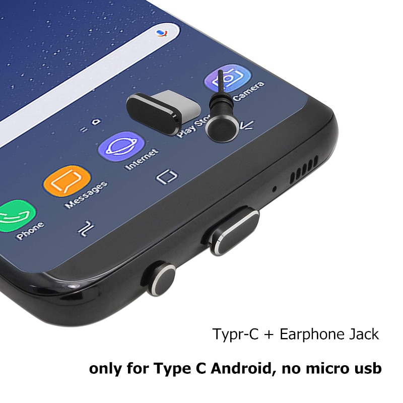 Puerto de carga tipo C metálico antipolvo, 3,5mm, conector para auriculares, accesorios para teléfono Samsung S10,