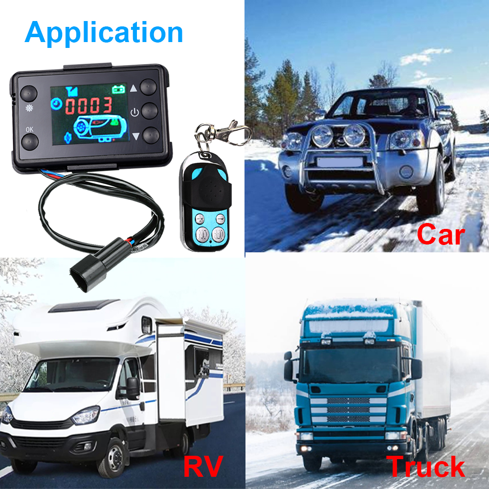 Calefacción estacionaria para motores diésel, calentador de aire de 12V con interruptor y botones, mando a distancia, pantalla LCD, Kit de plástico