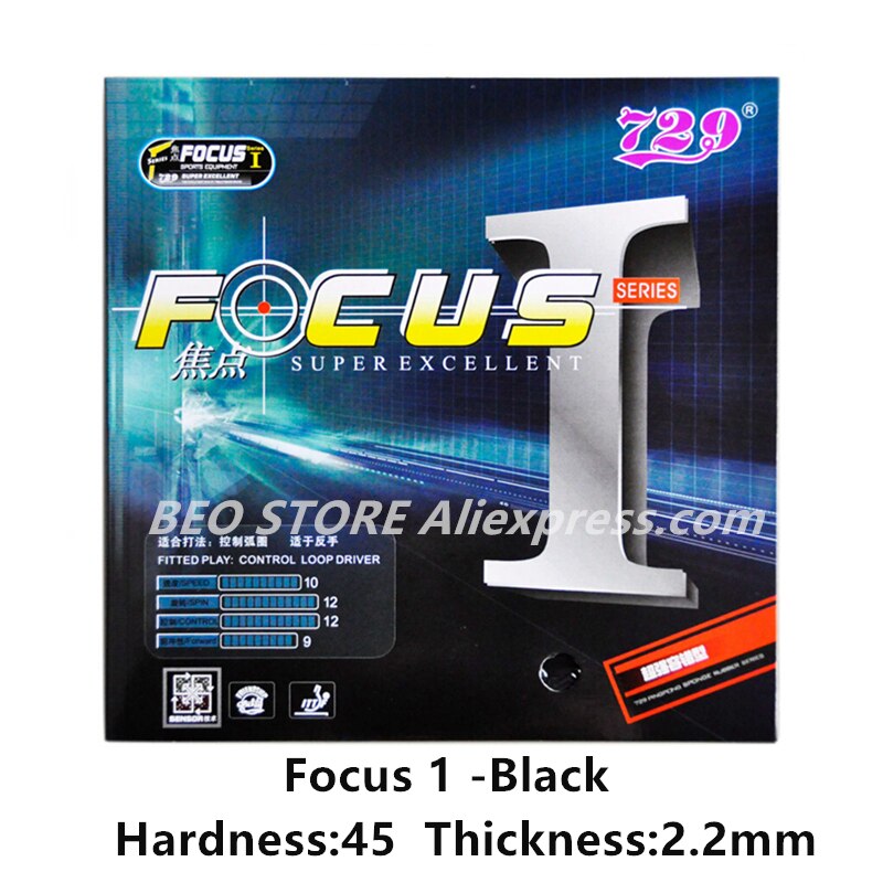 Vänskap 729 focus iii 1/2/3 snipe bordtennis gummi pips-in original 729 focus ping pong svamp: Svart  h45 t2.2