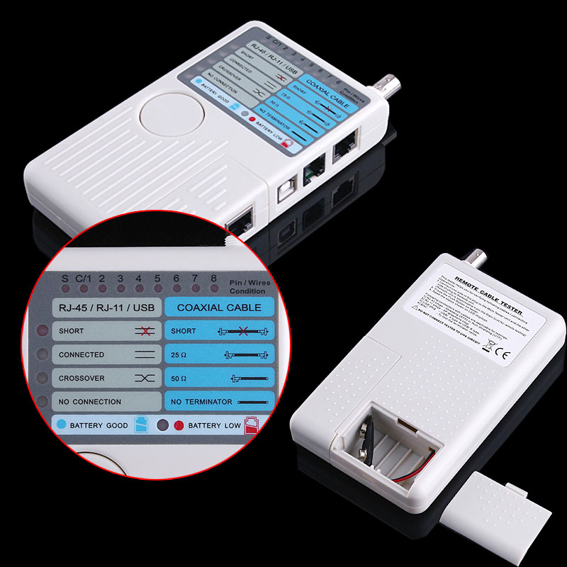 4-In-1 Network Tester RJ11/RJ45/USB/BNC Coaxial Cable Tester