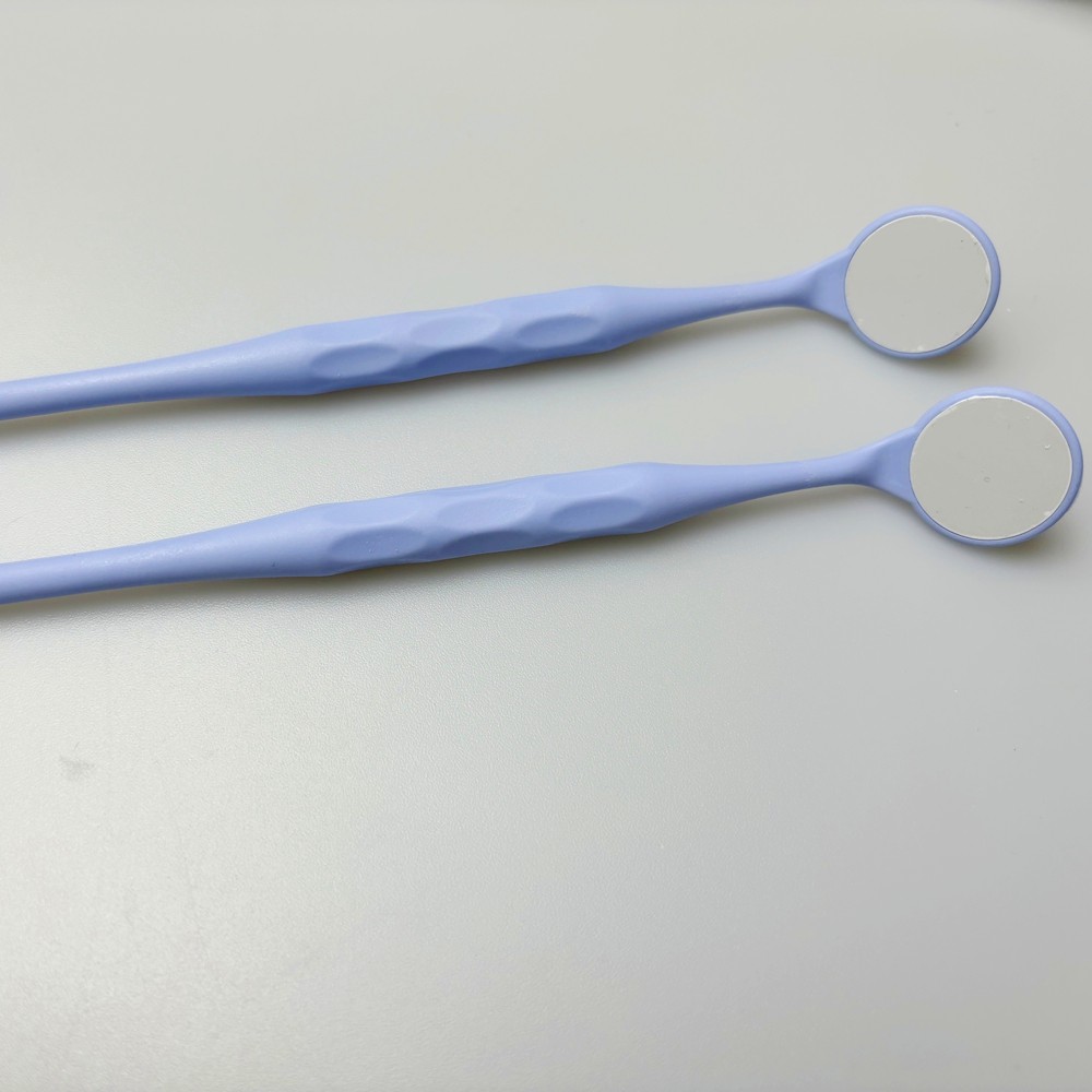 10 unids/caja espejos bucales dentales de doble cara con mango reflectores de examen de superficie esterilizables espejo Oral materiales dentales