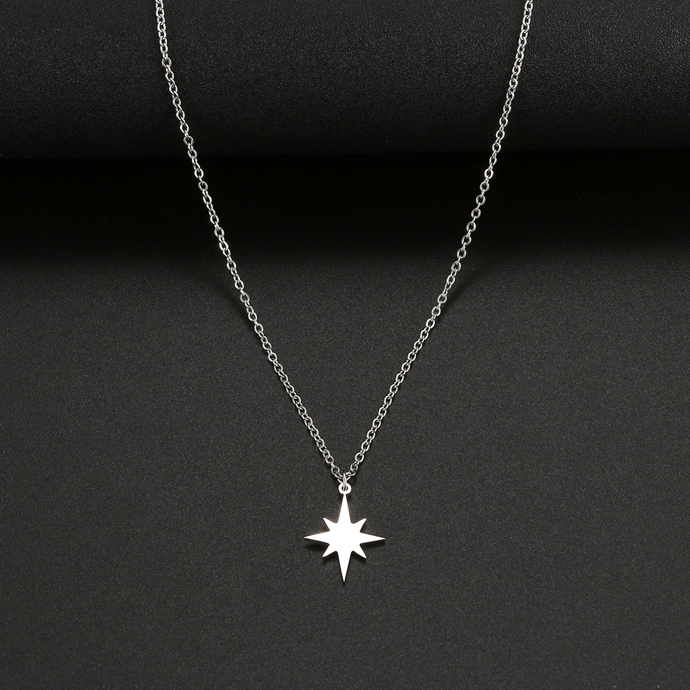 Rvs Kettingen Star Achtpuntige Ster Sleutelbeen Hanger Ketting Mode Ketting Voor Vrouwen Sieraden Party Beste: Silver
