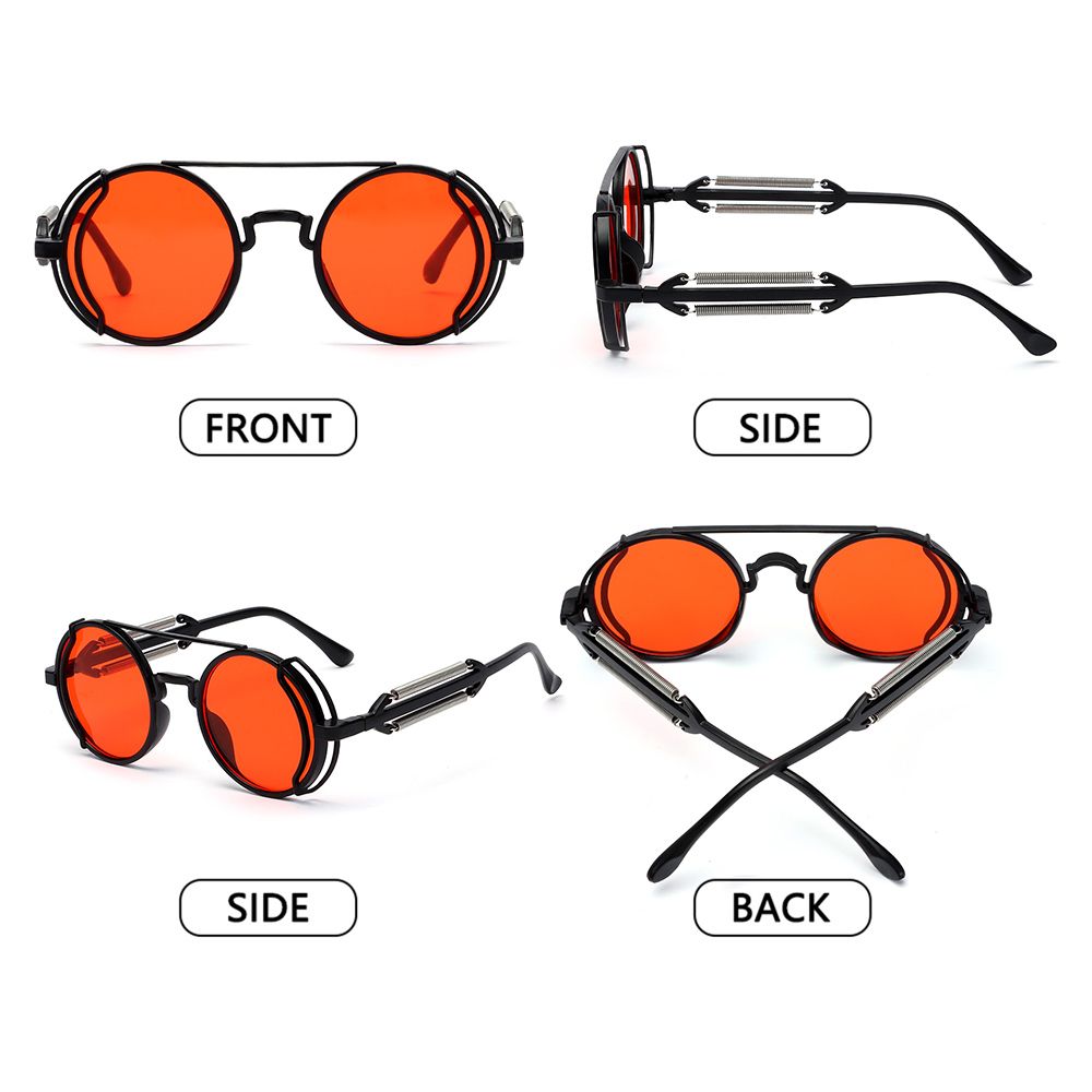 Gafas de sol Punk Steampunk, lentes de sol de doble patilla de primavera, redondas, a la , estilo gótico, protección UV400