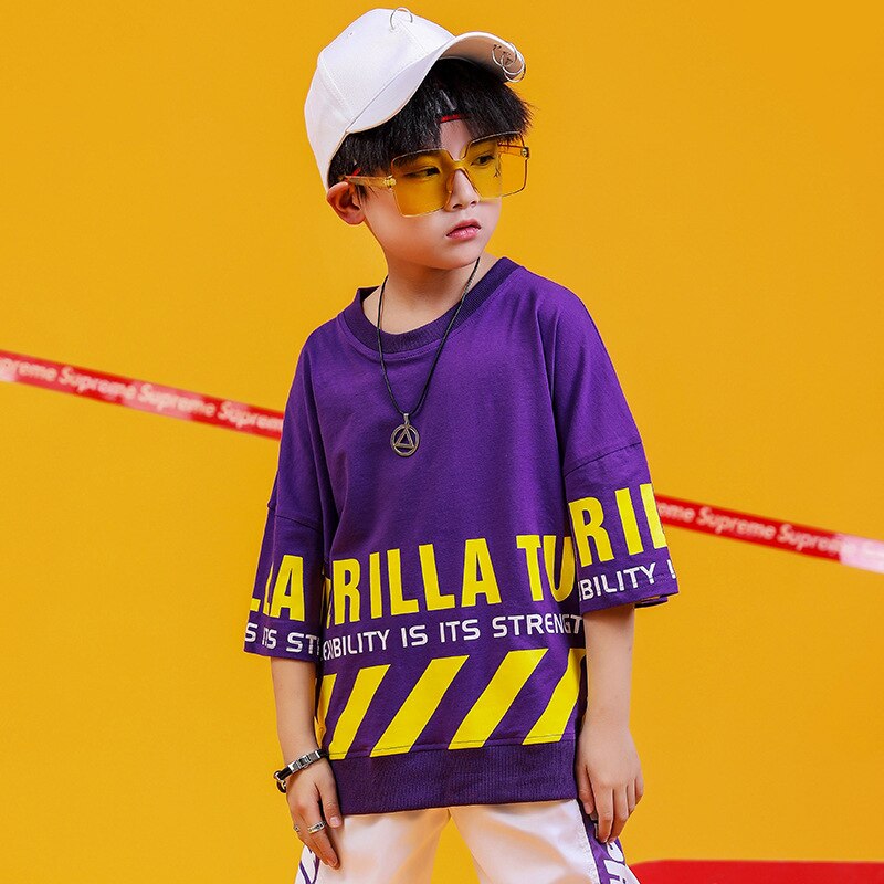 Niños y Niñas Ropa de Primavera de de de verano ropa para niña suelta de Hip-hop actuación de Street Dance traje