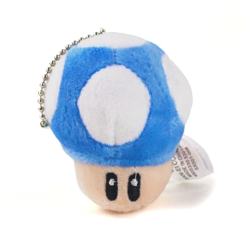 1Pcs 8Cm Super Mario Bros Mushroom Pluche Sleutelhanger Speelgoed Super Mario Bros Toad Mushroom Soft Gevulde Pluche Hanger voor Kids: 8cm Blue1