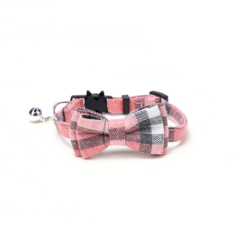 Kleurrijke Plaid Rooster Kat Kragen Katoen Gestreepte Strik Ketting Bulldog Chihuahua Bow Tie Puppy Kleine Hond Party Bandana Kraag: Roze