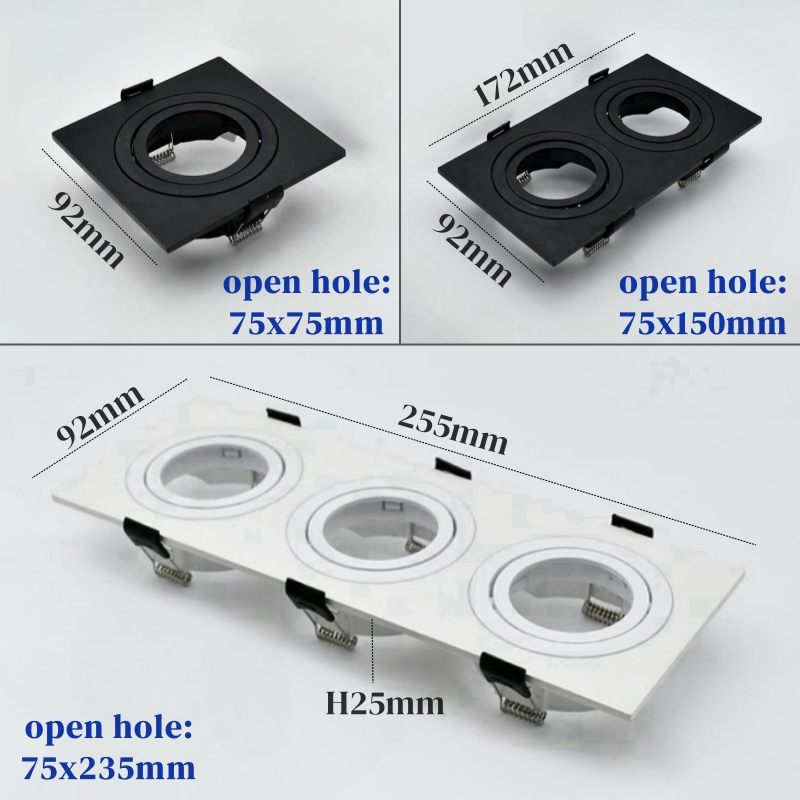 Ingebedde Vierkante LED Halogeen Lampvoet Houder GU10/MR16 Lamp Vervangbare Plastic Beugel Plafond Spotlight Montage Frame Fitting