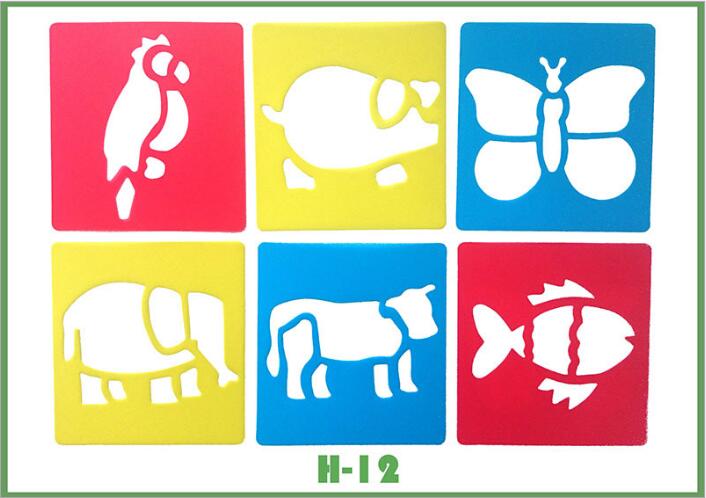 6 pezzi di Plastica Immagine Modello di Disegno Stencil Righelli Pittura Per Bambini Fai Da Te di Carta di Arte Colorazione Carte Raschiando Giochi di disegno GYH: H 12 Pig