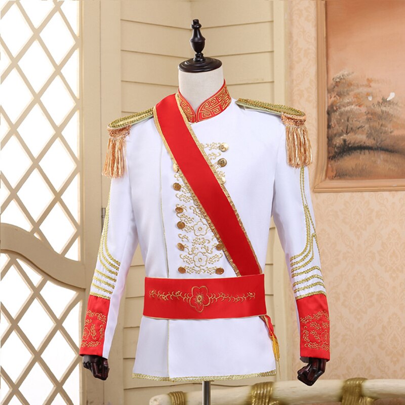 Renaissance hommes roi Prince fête Cosplay Costume veste pantalon ensemble complet Halloween: white / L