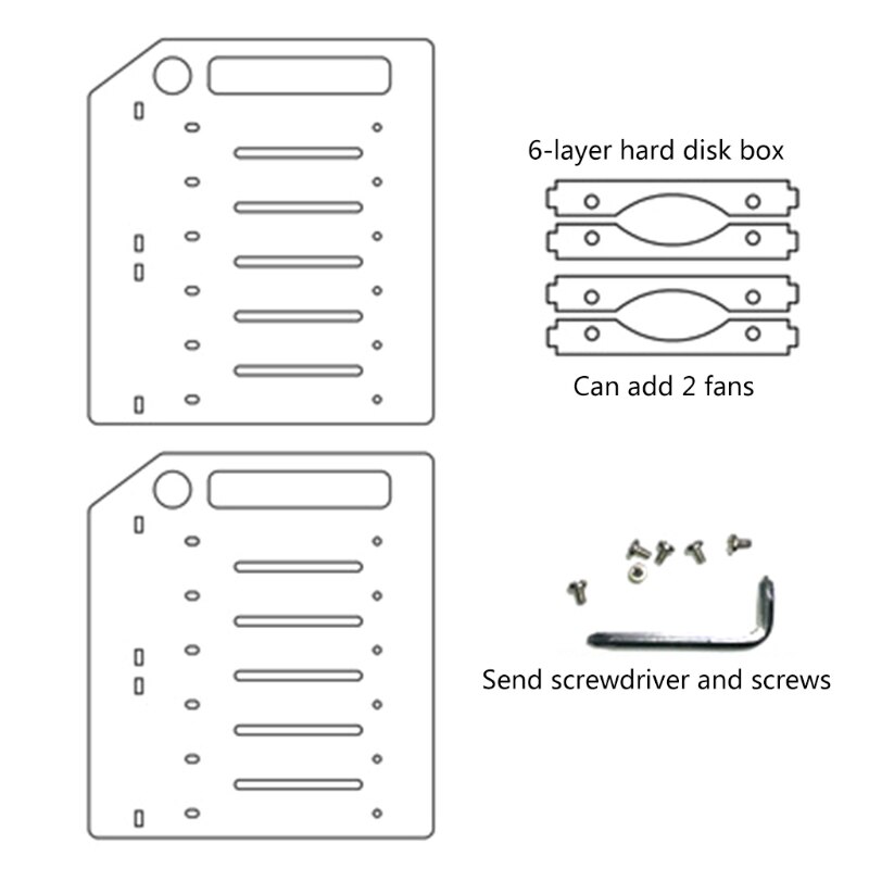 Rack SSD multistrato per Organizer per disco rigido da 3.5 &quot;scatola per disco rigido con staffa per desktop esterna trasparente con spazio per ventole