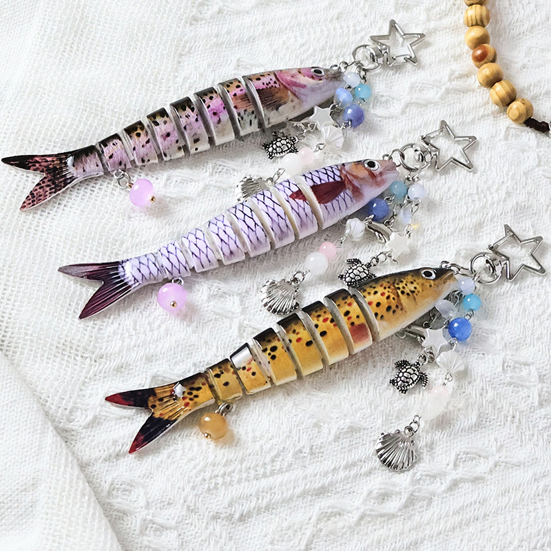 Porte-clés poisson mignon pour amoureux de la pêche, porte-clés de pêcheur, pendentif de sac de poisson, jolis bijoux pour Fans, de pêcheur