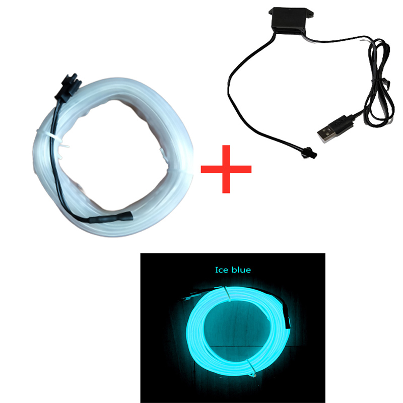 2M Auto Innen Dekorative Lampen Streifen Atmosphäbetreffend Lampe Kaltes Licht Dekorative Armaturenbrett Konsole Auto LED Umgebungs Lichter Adapter: Kristallblau