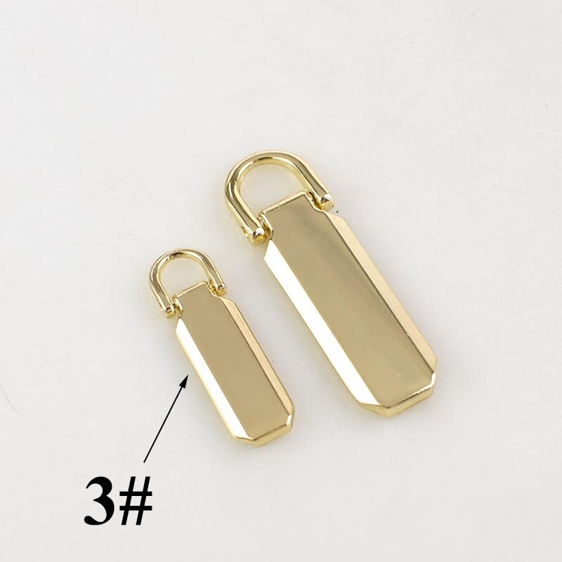 10Pcs Detachable 3# 5# Metal Zipper Pullers for Zip Sliders Head Zippers Repair Kits Zips Pull Tab DIY Accessories KY907: No3-lightgold
