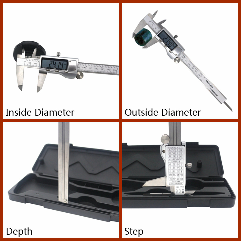 Digital Vernier Caliper 6 Inch 150mm Stainless Steel Electronic Caliper Micrometer Depth Measuring Tools