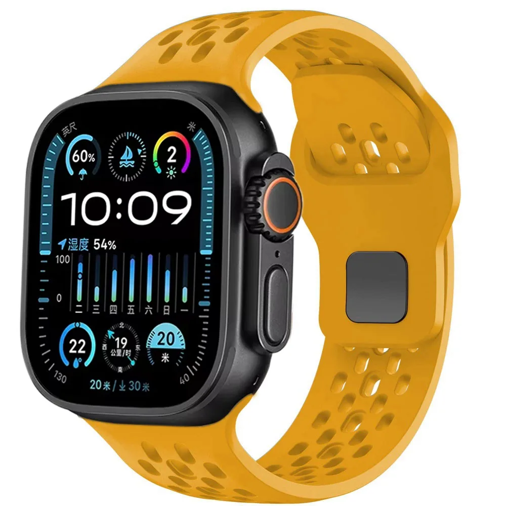 Sports silikonerem til apple watch band 46mm 45mm 44mm 42mm 49mm 41mm 40mm armbånd iwatch serie 10 ultra 9 8 7 6 5 4 se: Rød sort / 12mm