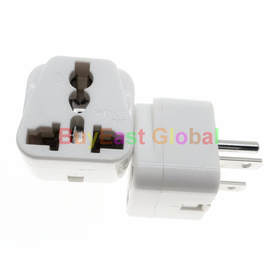 2 IN 1 - US NEMA 6-15P Electrical Plug Adapter 208/220/230/240 Volt Max 10A White / Black