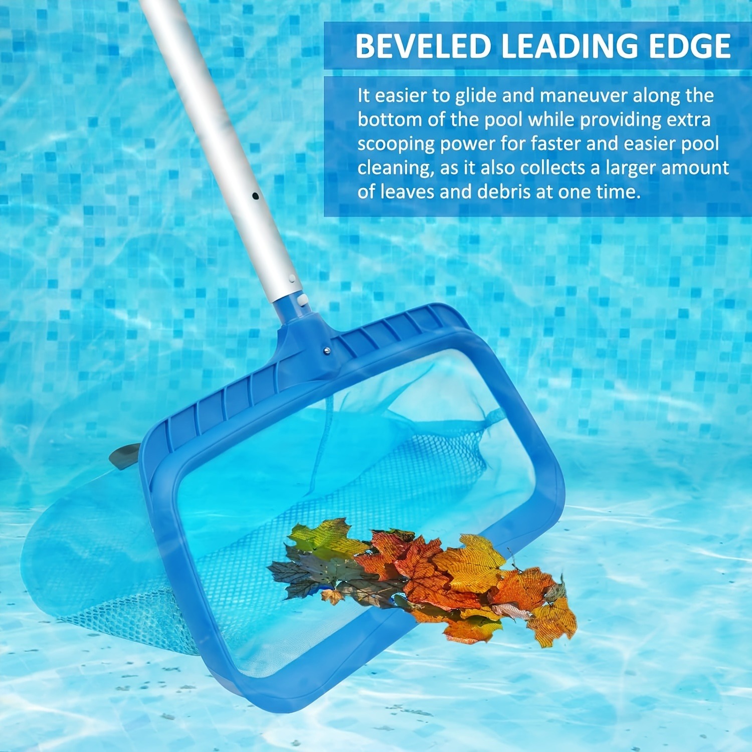1pc heavy-duty pool skimming net - fine net leaf rake cleaning tool