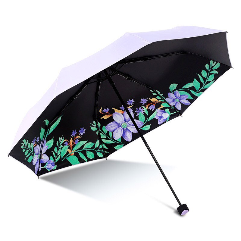 Umbrella For Women Folding Anti-UV light Flower Windproof Sun Rain Portable Black Parasol kids Umbrellas: Lilac