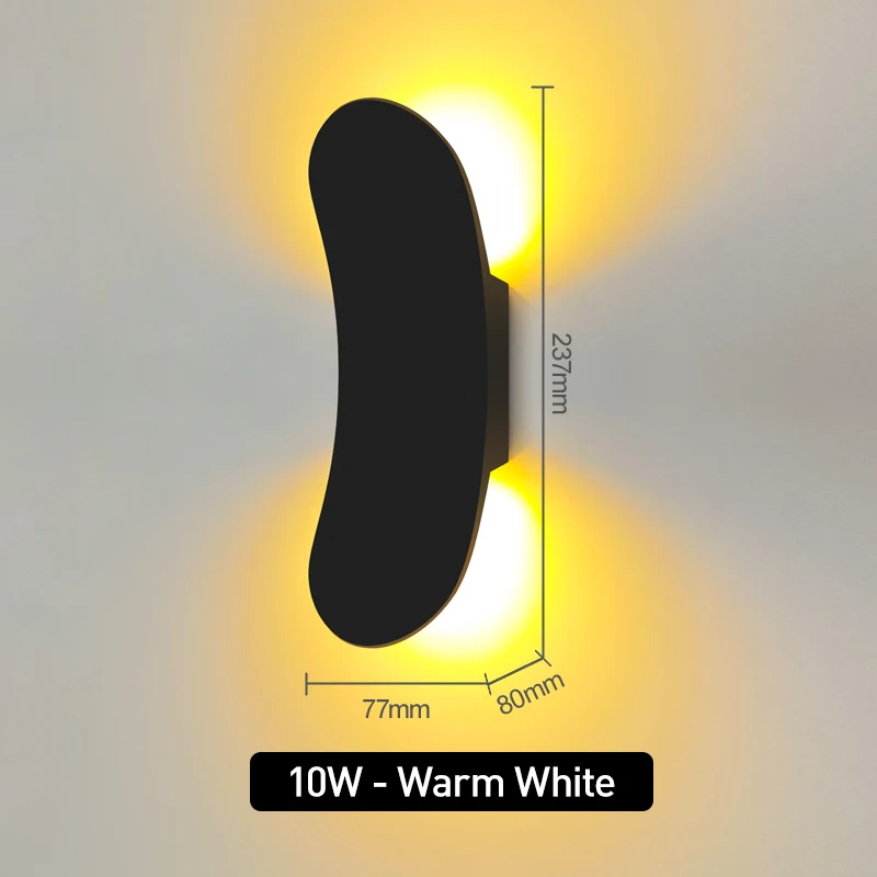 Outdoor Waterdichte LED Wandlamp 10W Nordic Energiebesparende Aluminium Indoor Nachtlampje voor Tuin Binnenplaats Gang AC85-265V: Warm White