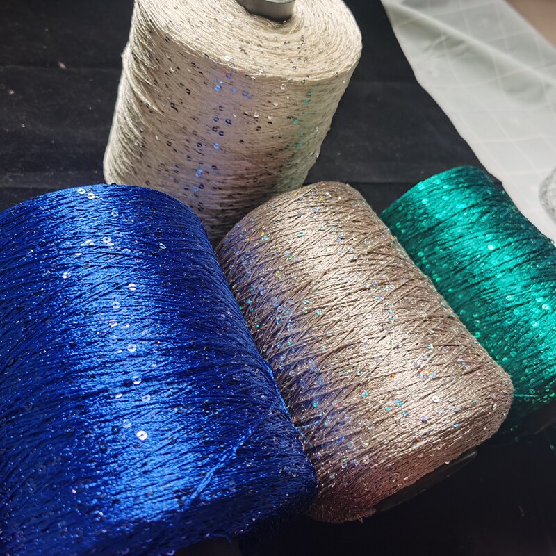 500g sommaris siden paljettgarn special merceriserad linje gör det själv 2mm paljetter handstickat garn tråd docka tröja sticklinje