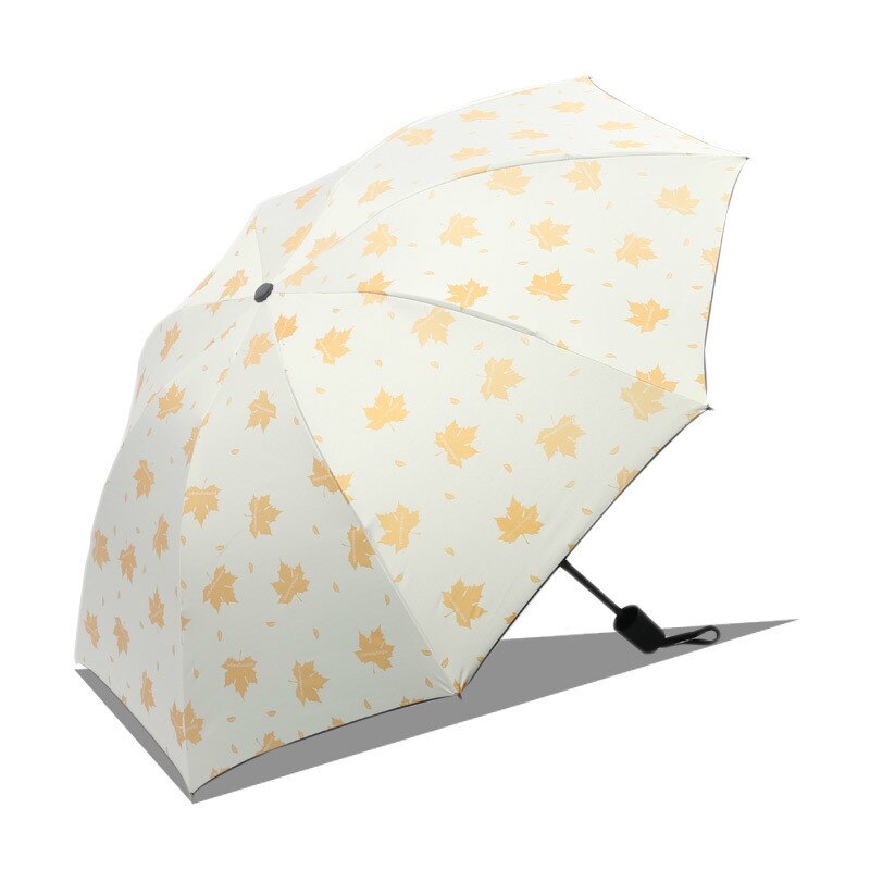 Opvouwbare paraplu Bloem paraplu UV bescherming Zon bescherming Drie-opvouwbare Paraplu esdoornblad Zwart en Wit: violet