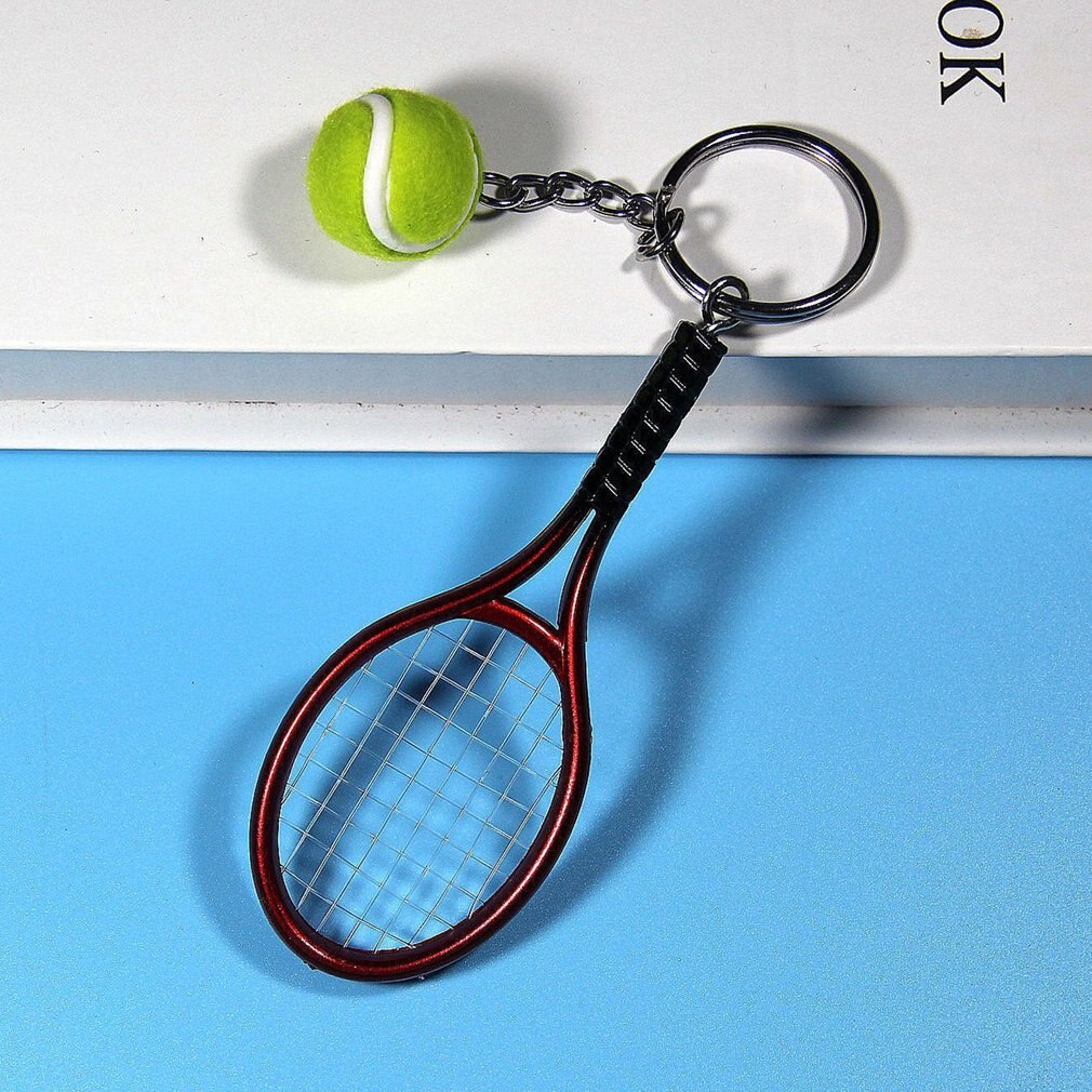 Mini raquete de tênis de metal artesanal lembrança bonito tenis raquete de bola chave-corrente de chave esportes carro bicicleta chaveiro novidade presente quente: Default Title