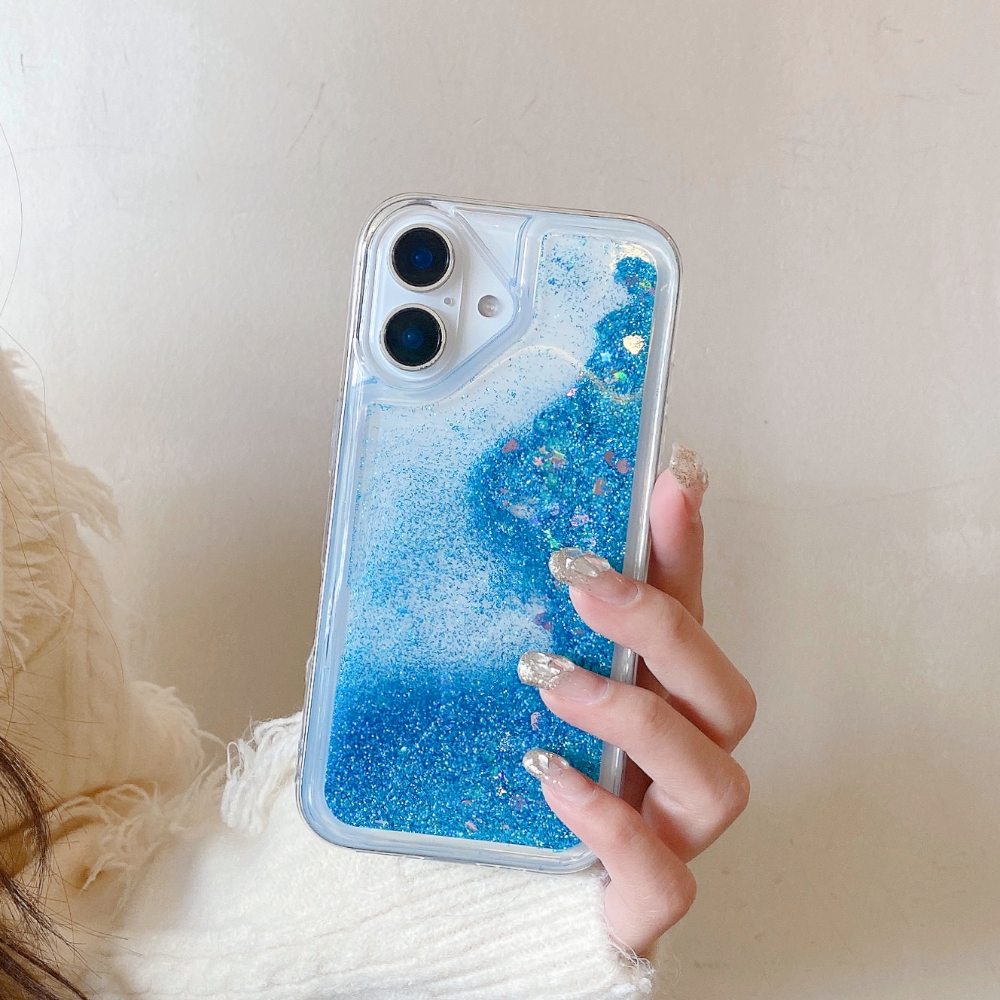 Glitter Drijfzand Telefoonhoesje Voor iPhone 17 16 15 14 13 12 11 Pro Max 7 8 Plus Air X XS MAX XR 16E Soft Cover Pailletten Clear Shell