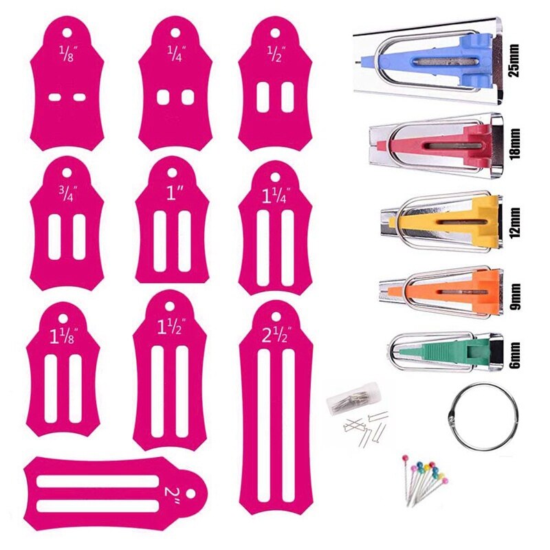 Biaisbandmakerset, jelly roll-gereedschap voor het naaien, quilten, vouwen van stroken, naaigereedschap, naaiaccessoires: Rh4