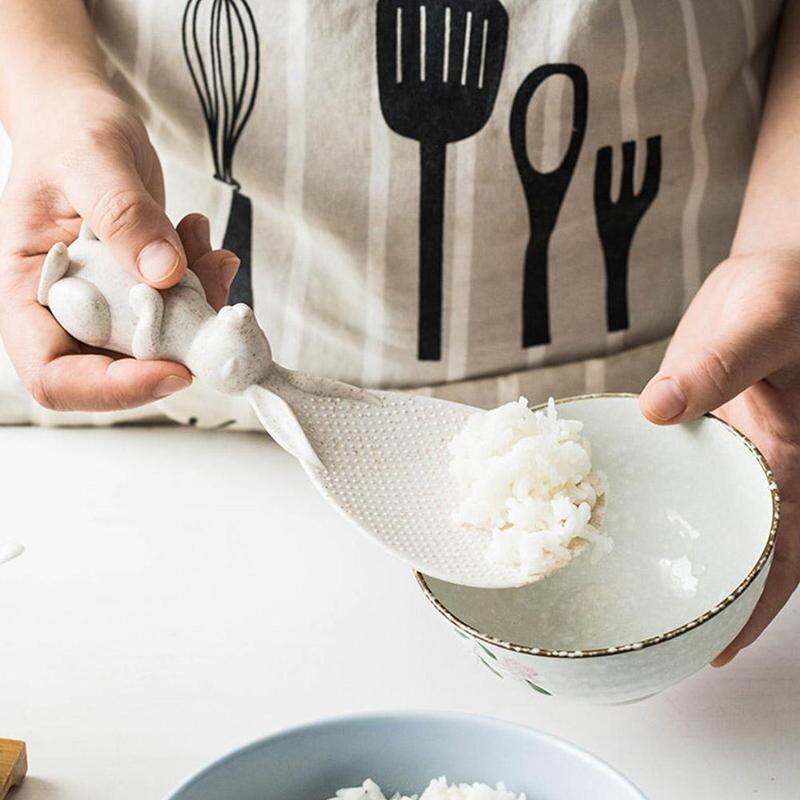 Rabbit Spoon Can Stand Up Rabbit Rice Shovel Rice Cooker Non-Stick Rice Spoon Kitchen Spoon Rice Cartoon W5A7