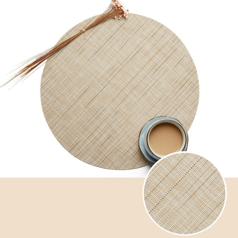 Keukenaccessoires plastic tafel placemats kom kerstmat beker onderzetters set rond geweven pvc isolatiemat pot koffie eetkamer: Weefmat 05