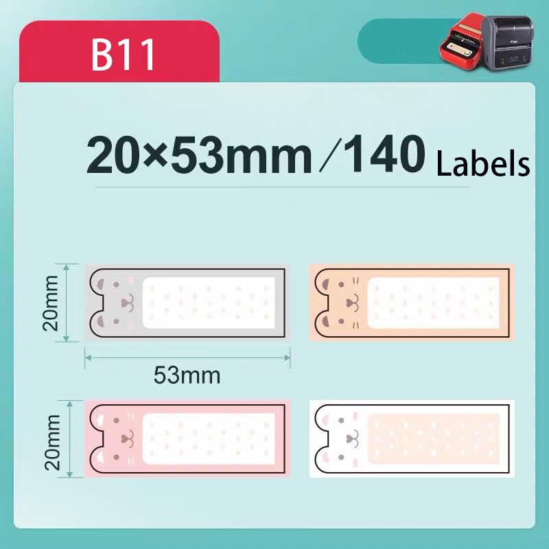 【Niimbot B21/B3S Label】Cartoon Cute Label tape Label Sticker used for B21/B3S Label Maker Label Printer: B11