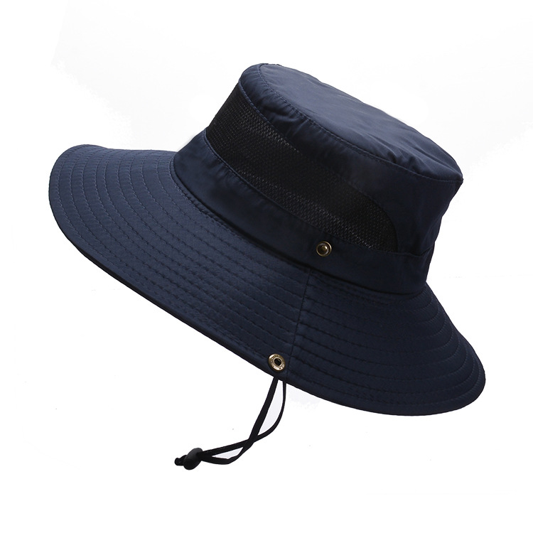 Men's Panama Hat Outdoor UV-proof Breathable Bucket Hat Wide Brim Hat Summer Hiking Anti-UV Sun Hat Fisherman Hat Cowboy Cap: Navy