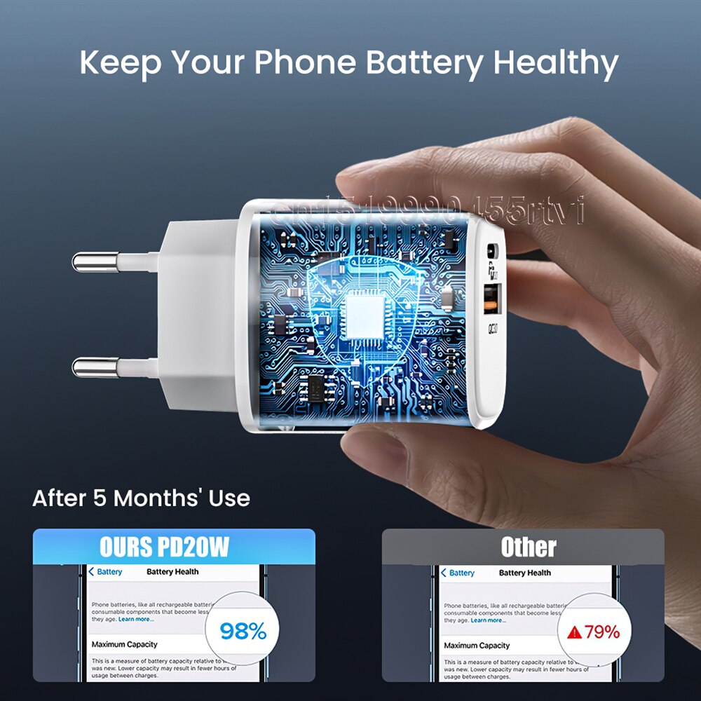 20W USB Type C Fast Charger For iPhone 13 12 Pro Quick Charge 4.0 QC3.0 PD USB Type C Fast Charging Travel Wall Charger EU/US