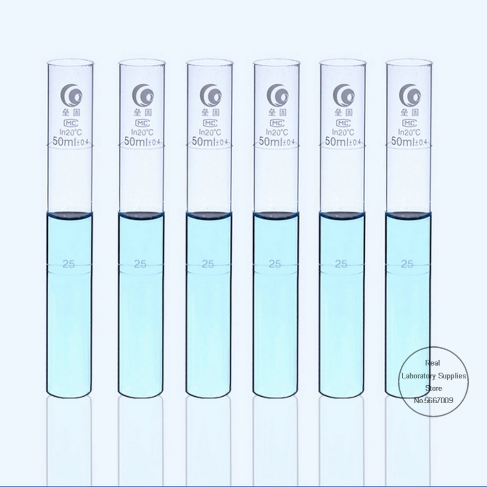 6 stk/parti 10ml 25ml 50ml 100ml glasfarve sammenligningsrør nessler kolorimetrisk rør til laboratorieeksperiment