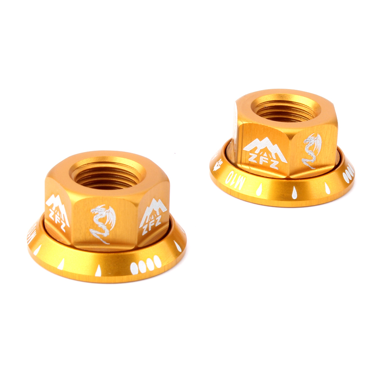 Muqzi 2 stk cykel  m10 nav møtrik aluminiumslegering bolt flange forhjul baghjul skruelåg mtb vej folde fast gear cykel: Guld