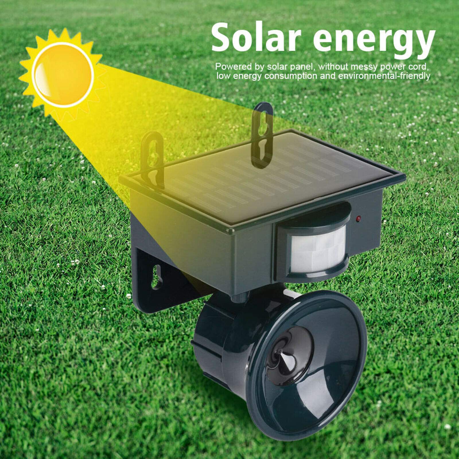 Repelente solar ultra-sônico ao ar livre solar animal pássaro repelente pir sensor de movimento repelente scarer assustar animais selvagens longe ferramenta