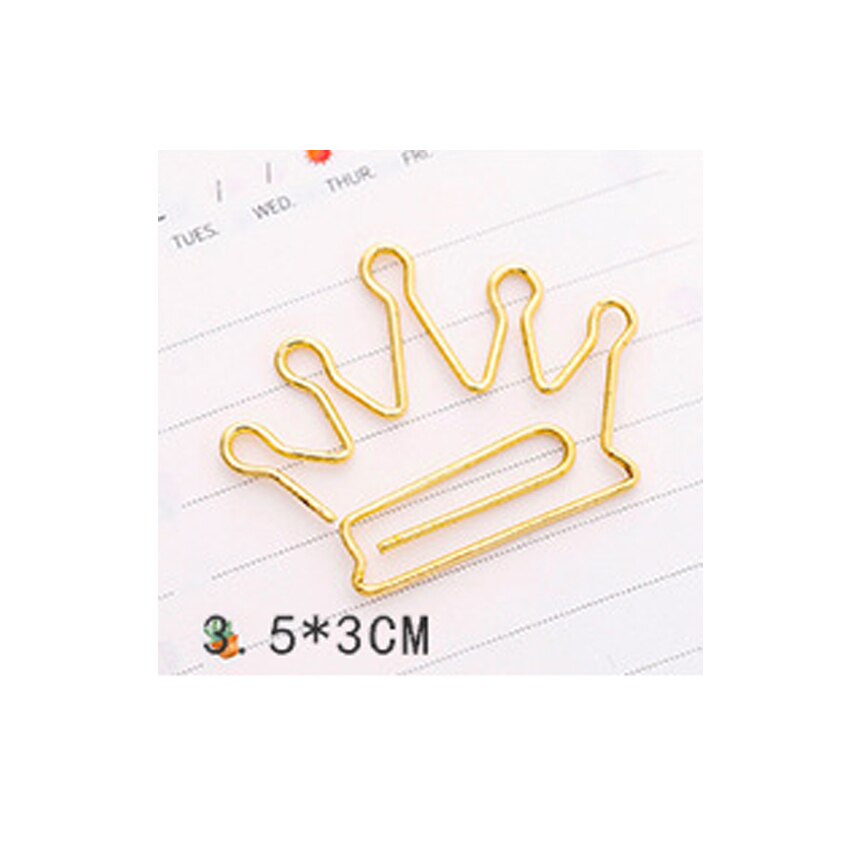 50pcs/lot Kawaii And Cute Planner Tools Metal Mini Clips Photos Stationery Metal Binder Clips: Gold Crown