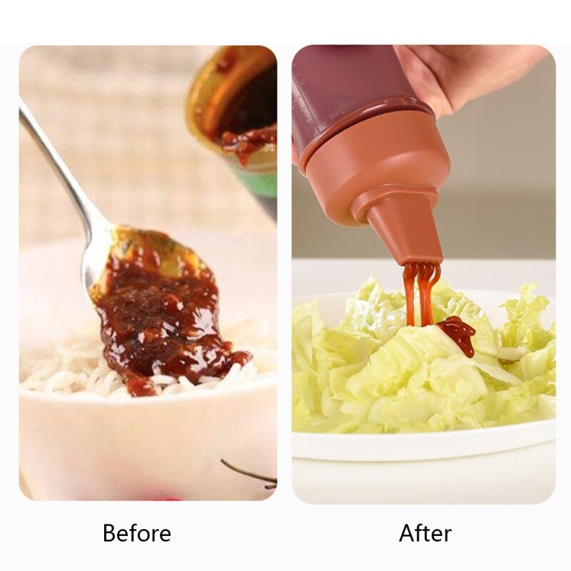 5 Hole Kitchen Bottle Condiment Kitchen Cooking Tools with Leak Proof Clear Cover Mayonnaise Dispenser Sauce Squeeze