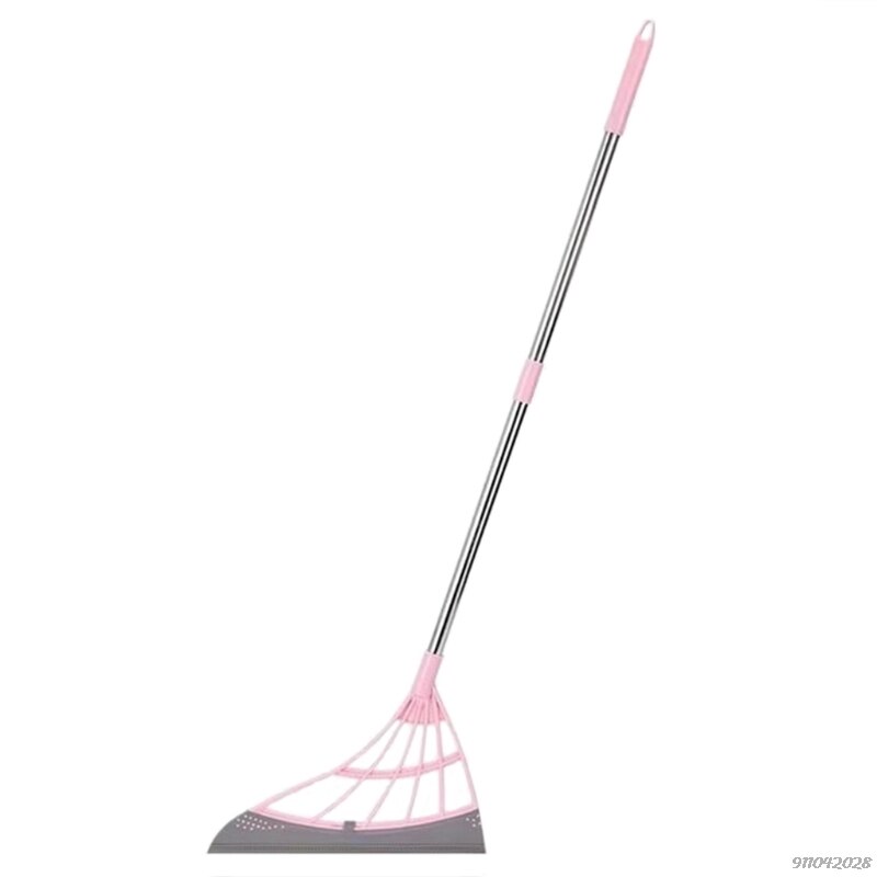 Removable Dual-use Super Sweeper Broom for Living Room Kitchen Bathroom Hangable Handle Easy to Clean au23: Pink