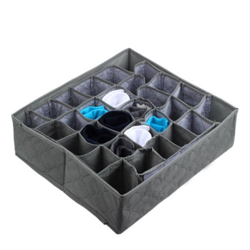 Caja de almacenamiento de carbón de bambú de 30 rejillas, organizador de armario, cajón de calcetines, cajas de compartimentos fordables
