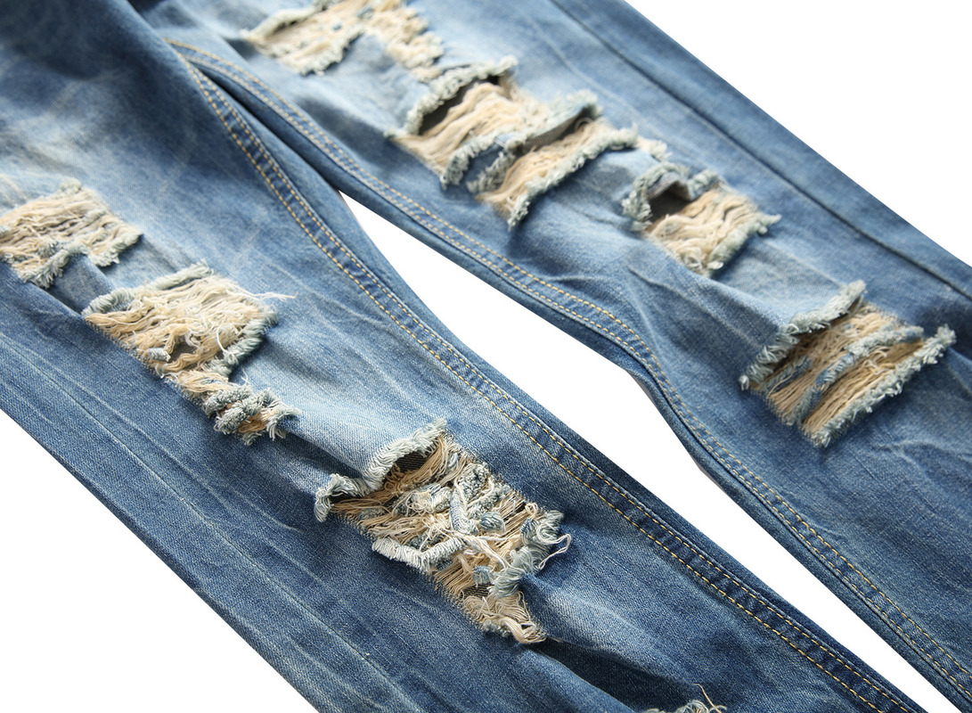Dant Bulun hommes déchiré jean crayon pantalon trou Long pantalon décontracté déchiré jean Hip Hop vêtements droit Denim pantalon pour homme